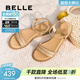 百麗（Belle）度假風(fēng)一字帶涼鞋女商場(chǎng)同款水鉆面涼鞋3CQ36BL5 杏色 38 (240mm)