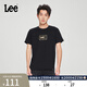 Lee標準版經(jīng)典圓領(lǐng)鐳射徽標Logo男士短袖T恤休閑潮流LMT0098114LE 黑色 L