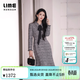 LIME朗姿/LIME萊茵千金風(fēng)翻領(lǐng)撞色蝴蝶結飄帶連衣裙魚(yú)尾收腰修身新款 黑色 M