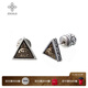 ZOCALO上帝之眼系列三角銀銅鑲嵌耳釘復古男士925手工銀飾送男友 上帝之眼銅鑲嵌耳釘 均碼(單只)