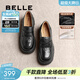 百麗（Belle）牛皮歡樂(lè )奏jk樂(lè )福鞋商場(chǎng)同款百搭休閑鞋D2P1DAA5預售 黑色 38 (240mm)
