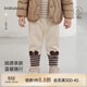babylove嬰兒打底褲秋冬季男女寶寶休閑長(cháng)褲條紋拼接百搭褲子洋氣彈力褲 燕麥白 110