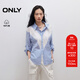 ONLY2025秋季新款隨性慵懶七分袖寬松V字拼接襯衫女|125105032 H3E藍白粗窄條紋 S