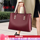 袋鼠（KANGAROO）品牌奢侈女包真皮大氣高貴大容量女包時(shí)尚公文包大包頭層牛皮通勤 酒紅色升級款大號