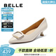 百麗（Belle）舒適優(yōu)雅羊皮單鞋女商場(chǎng)款氣質(zhì)高跟鞋D3N1DAQ5預售 米白 38 (240mm)