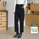 玖姿（JUZUI）商場(chǎng)同款女裝職場(chǎng)通勤簡(jiǎn)約休閑哈倫褲女冬季 素黑 S