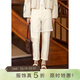 紫涵（ZIHAN）紫涵復古水洗牛仔褲女秋季簡(jiǎn)約百搭高腰顯瘦哈倫褲休閑褲 米色 L