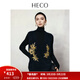HECO【青衿】新中式國風(fēng)珠片刺繡V領(lǐng)羊毛針織背心女2025秋冬疊穿馬甲 黑色 L