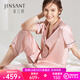 金三塔真絲睡衣女100%桑蠶絲可外穿兩件套家居服禮物 [推薦]短袖香妃色 L