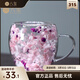 八璽網(wǎng)紅真花雙層玻璃杯高顏值情侶果汁杯咖啡杯帶把手高硼硅隔熱杯子 粉白花 250ml 【2件95折·加厚版】網(wǎng)紅真花雙層帶把玻璃杯
