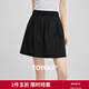 初語(yǔ)寬松闊腿松緊腰休閑褲2025秋季新款簡(jiǎn)約百搭裙褲純色短褲 黑色 S
