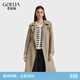 歌莉婭（GOELIA）女裝風(fēng)衣經(jīng)典精紡羊毛氣質(zhì)春裝沖鋒衣收腰中長(cháng)款薄外套1B1L6L490 45G淺卡綠 L