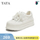 他她（TATA）休閑厚底小白鞋女蕾絲透氣松糕板鞋秋季新款CM601BM5 白色（網(wǎng)面款） 37