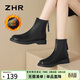 ZHR平底短靴女冬經(jīng)典復古瘦瘦踝靴子女加絨法式女靴 BL309A 黑色 37