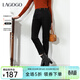 LAGOGO不易褪色墨裁星芒黑色牛仔褲女拉谷谷2025冬新款加絨九分褲 黑色 L