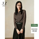 玖姿（JUZUI）商場(chǎng)同款女裝經(jīng)典復古印花修身顯瘦襯衫上衣春季 花咖啡-JWEQ60131 S