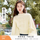 香影毛衣女秋冬2025新款米白慵懶風(fēng)短款外穿套頭燈籠袖針織衫上衣 米色 L