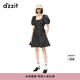DZZIT地素連衣裙春夏法式復古泡泡袖波點(diǎn)裙女3H2O4304A 黑色 S