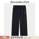 Abercrombie & Fitch【經(jīng)典直筒】經(jīng)典小麋鹿圖案美式抓絨衛褲25秋冬女裝147-5165 黑色 M (165/76A) 偏大偏長(cháng)，建議小一碼