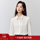 茵曼（INMAN）通勤簡(jiǎn)約繡花長(cháng)袖襯衫女2025春秋新款文藝舒適純棉襯衣上衣 米白色 S