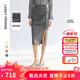 朗姿法式夏季高腰顯瘦黑色半身裙氣質(zhì)長(cháng)款直筒包臀裙新款半裙子女 深灰色2 S