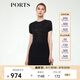 PORTS寶姿女裝21春夏新款針織圓領(lǐng)短袖連衣裙LL8K221FKD001 黑色 M