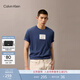 Calvin KleinJeans夏季男士休閑通勤簡(jiǎn)約ck鏤空字母膠印純棉針織短袖T恤上衣 RLY-鐵藍 L