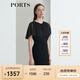 PORTS寶姿女裝 秋冬新品短袖中長(cháng)連衣裙LL9D108LWP093 黑色 M (6)