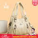 袋鼠卡拉2026新春新款品牌正品女包手提包挎包大包單肩包包女大容量托特包 米白（送手包+卡包+禮盒）