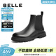 百麗（Belle）休閑切爾西靴男潮酷街頭套腳休閑短靴皮靴加絨A0598DD1 黑單里-A0655(筒高13CM) 42 (260mm)