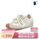 百思圖【張予曦同款】小彩糖內增高德訓鞋歪頭休閑阿甘鞋女 米白色 38