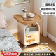 謝威爾兒童房床頭柜小型家用臥室鐵藝奶油風(fēng)可移動(dòng)床邊幾置物架收納柜子 木紋柜面+白色底座+帶燈