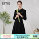 愛(ài)特愛(ài)（EITIE） 優(yōu)雅時(shí)尚荷葉領(lǐng)收腰a字小香風(fēng)連衣裙春秋新款女A2407309 極簡(jiǎn)黑20 XL 170