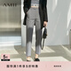 AMII女裝2025線(xiàn)雕褲子職業(yè)休閑褲秋季新款寬松直筒褲高腰九分 灰色 2XL 175/80A