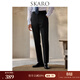 SKARO【明星同款 可機洗】商務(wù)正裝西褲男修身直筒黑色通勤羊毛西裝褲 黑色SKD111（合身微錐） 42