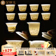 金鑲玉 羊脂玉瓷功夫茶具套裝 家用陶瓷白瓷茶壺茶杯泡茶套組禮盒裝 西施壺水墨江山羊脂玉瓷套裝