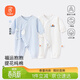 貝瑞加（Babyprints）新生兒連體衣2件裝初生男女寶寶純棉衣服四季內衣A類(lèi)護肚 藍52