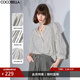COCOBELLA設計感小立領(lǐng)黑白條紋襯衫外套女仿棉麻休閑襯衣SR0019 條紋 M