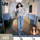 Lee【張凌赫代言】428懶懶褲舒適高腰直腳藍色女牛仔褲潮流A08984 中藍色 27