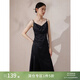 自巧小個(gè)子東方簡(jiǎn)奢風(fēng)新中式顯瘦吊帶連衣裙女2024新款薄荷曼波中長(cháng)裙 星空黑 XXS (1碼)