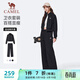 駱駝（CAMEL）立領(lǐng)運動(dòng)套裝女棉感休閑運動(dòng)服兩件套 J25CAXLN012 幻影黑 XL