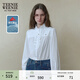 Teenie Weenie小熊女裝襯衫春木耳邊法式氣質(zhì)萊卡長(cháng)袖襯衣 白色 M