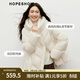 紅袖（hopeshow）多巴胺羽絨服2025冬季新款女裝「PengPeng絨」連帽寬松保暖短外套 米白004 S