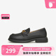 他她（TATA）平底樂(lè )福鞋女款英倫風(fēng)小皮鞋女軟底季7WX21AA4 黑色 36