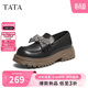 他她（TATA）新款厚底蝴蝶結淑女樂(lè )福鞋舒適百搭 黑色 37
