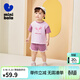 迷你巴拉巴拉短袖套裝男女童寶寶萌趣短袖短褲兩件套夏季新款 粉紅60084 100