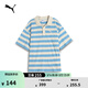 彪馬（PUMA）純棉寬松條紋短袖T恤POLO衫男女情侶新款運動(dòng)上衣 633857 淺藍色-57 L (180/100A)