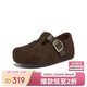 百思圖26春勃肯鞋復古戶(hù)外平底休閑鞋女懶人單鞋B9539AM6 咖色 36