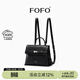 FOFO小號牛皮雙肩包女設計師高級感小眾通勤真皮單肩斜挎手提背包 黑色