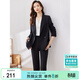 尚都比拉正裝職業(yè)西裝套裝女春秋氣質(zhì)小西服外套九分褲兩件套 黑色 M 